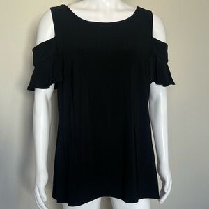 Black Cold Shoulder w/Ruffle Tunic